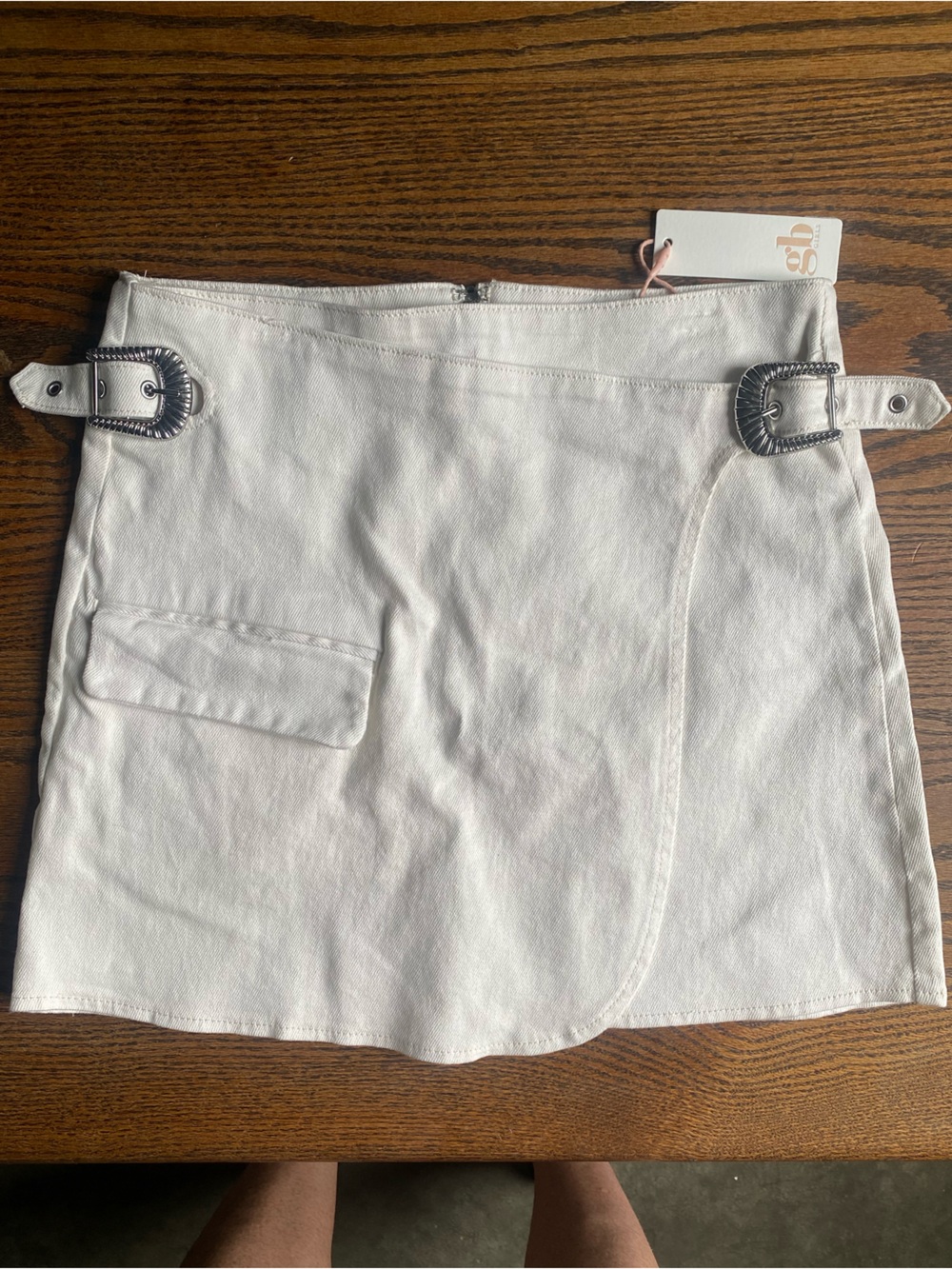 NEW- GB girls White Canvas Cargo Skirt with Buckle Accents